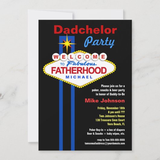 Fête de Dadchelor - Invitations de douches de Dadd (Devant)