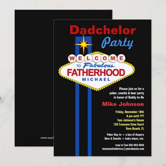 Fête de Dadchelor - Invitations de douches de Dadd (Devant / Derrière)