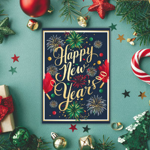 Fête de feux d'artifice Carte du Nouvel An