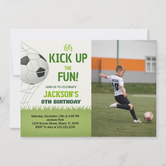 Fête de football Anniversaire Invitation avec phot (Devant)