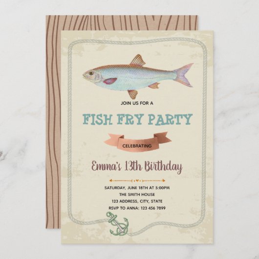 Fête de friture de poisson INVITATION (Devant / Derrière)