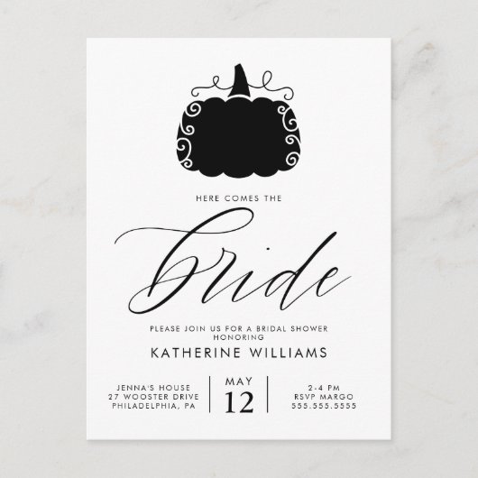 FETE DE FUTURE MARiee | Carte Postale Citrouille D (Devant)