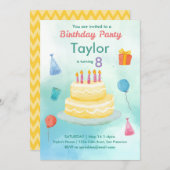 Fête de gâteau d'anniversaire - Invitation (Devant / Derrière)