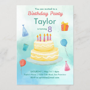Fête de gâteau d'anniversaire - Invitation