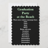 Fête de graduation à la plage Invitations Noir (Dos)
