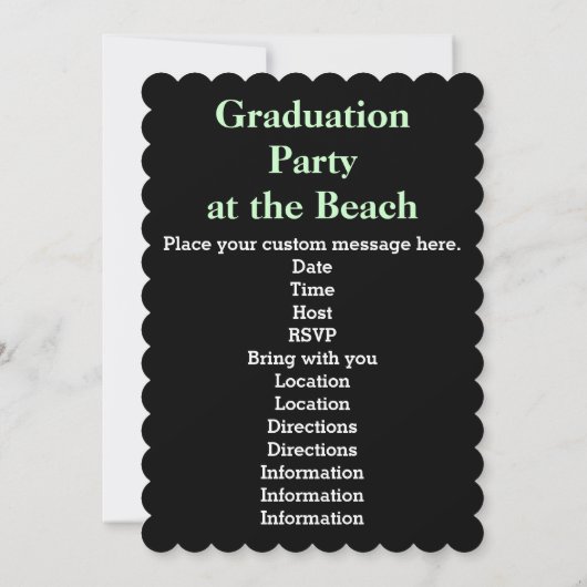 Fête de graduation à la plage Invitations Noir (Dos)
