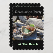Fête de graduation à la plage Invitations Noir (Devant / Derrière)