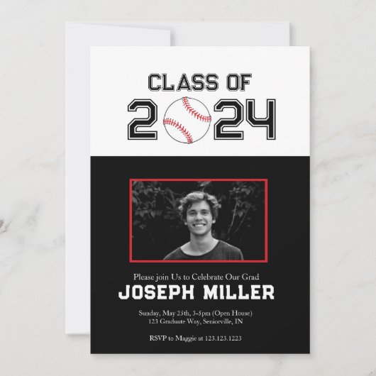 Fête De Graduation De Baseball Invitation Classe D (Devant)