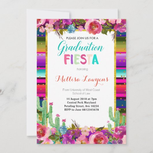 Fête de graduation Fiesta Invitation (Devant)