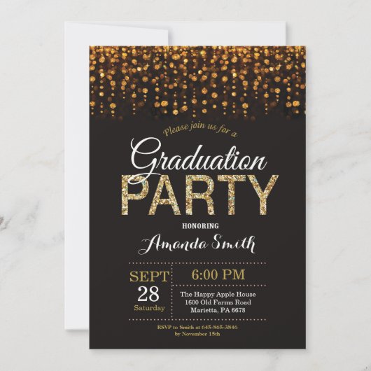 Fête de graduation Invitation à la Parties scintil (Devant)
