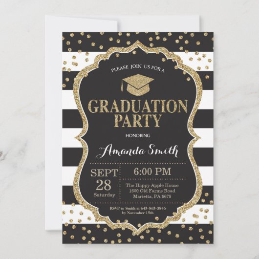 Fête de graduation Invitation à la Parties scintil (Devant)