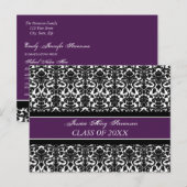 Fête de graduation Invitation Cartes postales Purp (Devant / Derrière)