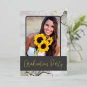 Fête de Graduation Moderne Marbre Foil Invitation (Debout devant)