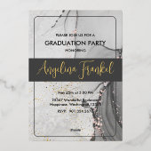 Fête de Graduation Moderne Marbre Foil Invitation (Verso)