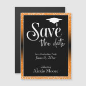 Fête de graduation Orange Black Ombre carte magnét (Devant / Derrière)
