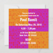 Fête de graduation Orange Pink Mosaic Invitation (Dos)