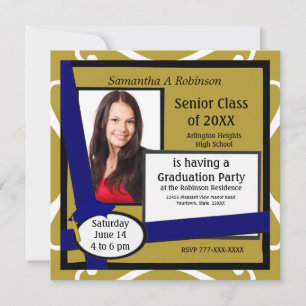 Fête de graduation Photo Invitation Casquette bleu