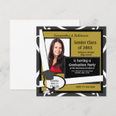 Fête de graduation Photo Invitation Casquette noir (Devant / Derrière)