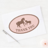 Fête de la cowgirl | Cheval | Sticker ovale Merci (Enveloppe)