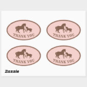 Fête de la cowgirl | Cheval | Sticker ovale Merci (Feuille)