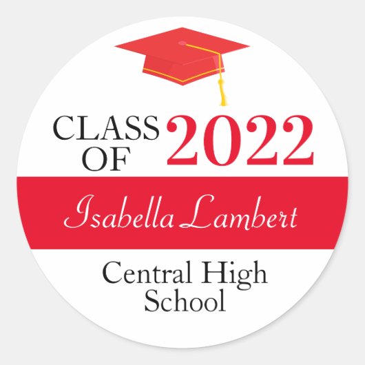 Fête de la Graduation Rouge Favoriser Stickers Ron (Devant)