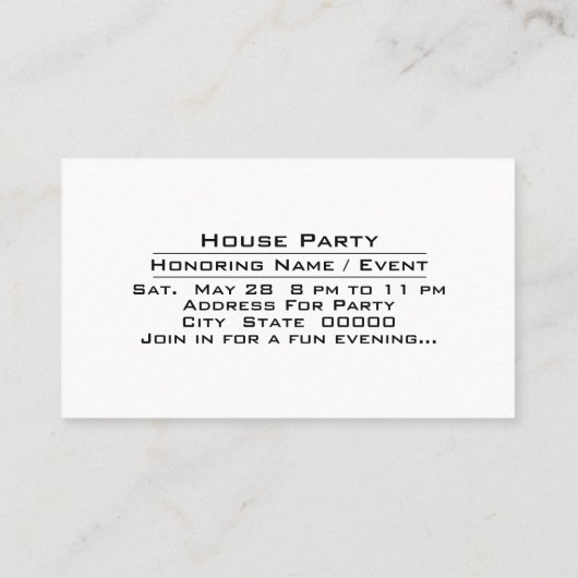 Fête de la Maison de la fête Invitation (Dos)