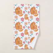 Fête de la mère du chat tigre rouge avec bébé (Serviette à main)