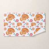 Fête de la mère du chat tigre rouge avec bébé (Serviette à main)