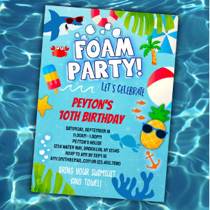 Fête de la mousse Invitation d'anniversaire pour l