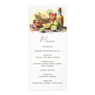 Fête de la nourriture Tacos. Menu du café mexicain