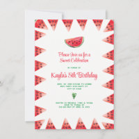 Fête de la pastèque Douce Invitations d'anniversai