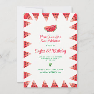 Fête de la pastèque Douce Invitations d'anniversai