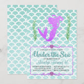 Fête de la piscine de sirène Invitation d'annivers (Devant / Derrière)