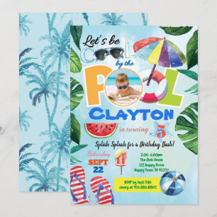 Fête de la piscine enfant invitation photo n'impor