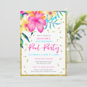 Fête de la piscine florale tropicale Invitation d' (Debout devant)