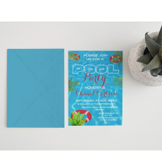 Fête de la piscine tropicale | Invitation d'été