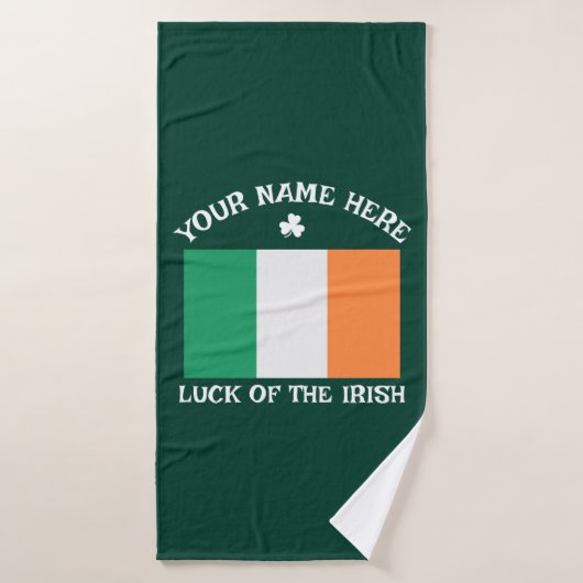 Fête de la Saint-Patrick Drapeau de l'Irlande Nom (Serviette de bain)