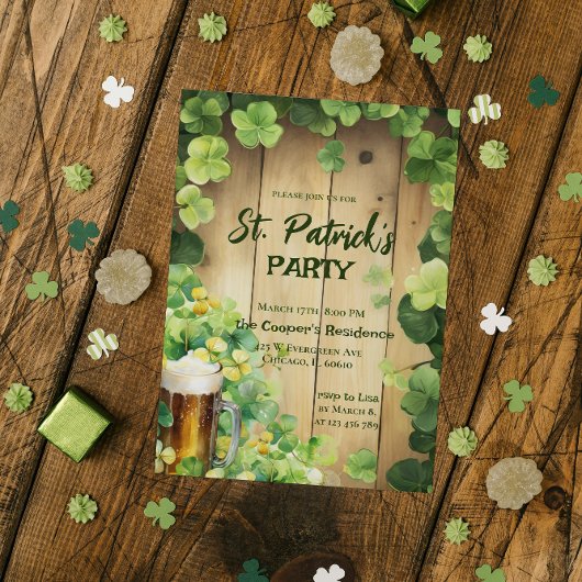 Fête de la Saint-Patrick | Trèfle | Invitation à l