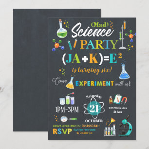 Fête de la science Mad Anniversaire Invitation gar