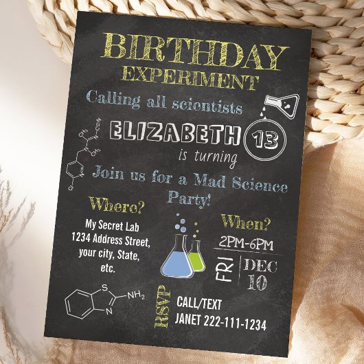 Fête de la science Mad Invitation d'anniversaire