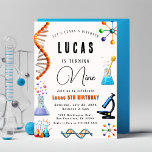 Fête de la science Mad Invitation d'anniversaire<br><div class="desc">Faites preuve de curiosité et célébrez avec style nos invitations à des fêtes d'anniversaire sur le thème de la science ! Parfaites pour les jeunes scientifiques et les esprits curieux, ces invitations présentent des designs amusants et colorés inspirés de la chimie, de la biologie et de l'espace. Customisez avec les...</div>