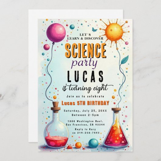 Fête de la science Mad Invitation d'anniversaire (Devant / Derrière)