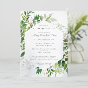 Fête de la verdure de la vie Invitation funéraire