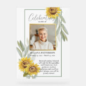 Fête de la vie de tournesol Photo Bienvenue funéra (Recto)