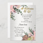 Fête de la vie Invitation aquarelle florale (Devant / Derrière)