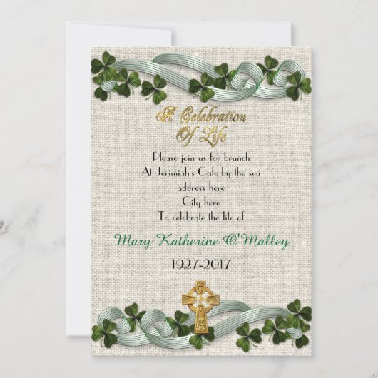 Fête de la vie Invitation Croix celtique irlandais (Devant)