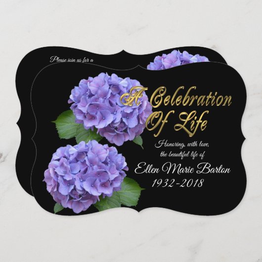 Fête de la vie Invitation fleurs d'hydrangée (Devant / Derrière)