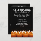 Fête de la vie. Invitation funéraire. (Devant / Derrière)