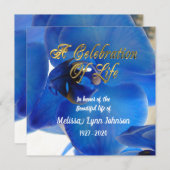 Fête de la vie Invitation Orchidée bleue (Devant / Derrière)