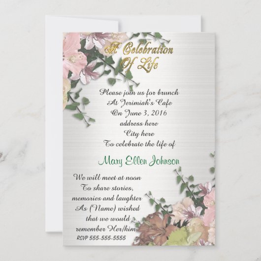 Fête de la vie Invitation Printemps Floral (Devant)